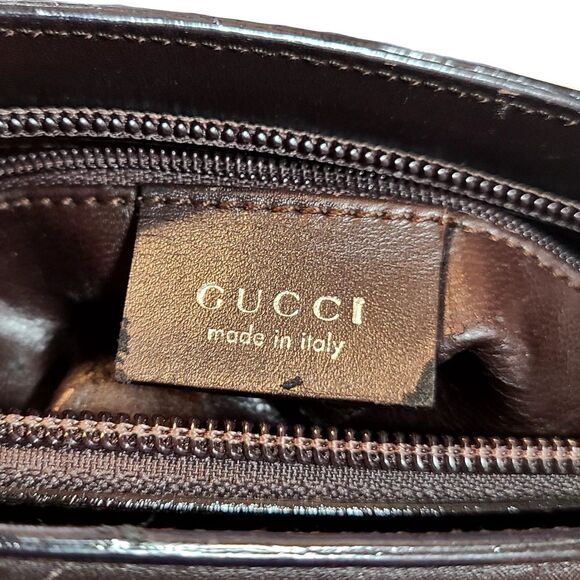 Gucci - Dark Brown Structured Leather & Silver Accent Vintage Shoulder Bag VGUC - Picture 5 of 12